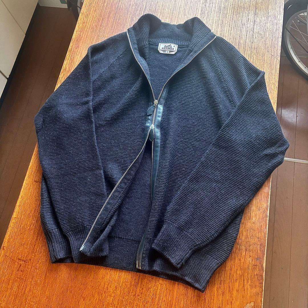 極美品】 HERMES エルメス ニット セーター レザー アルパカ ジップ