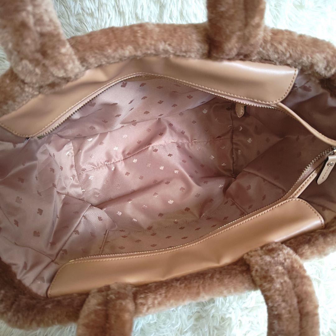 美品✨】ケイトスペード ファー ラージ トートバッグ ボア ブラウン A4