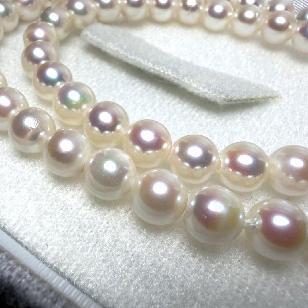 【テリ最強/美品】あこや パール 本真珠 ネックレス 7.5mm シルバー刻印