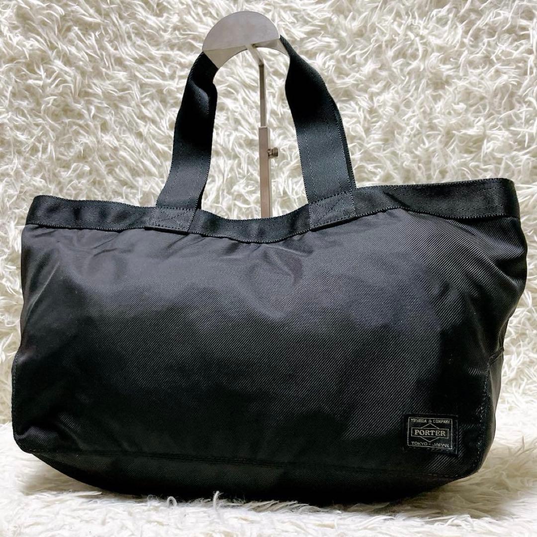 美品 ポーター ラウンド トートバッグ ナイロン A4 ブラック 希少 廃盤 使い勝手 PORTER ポーターラウンドトートバッグ 吉田カバン 黒 日本製