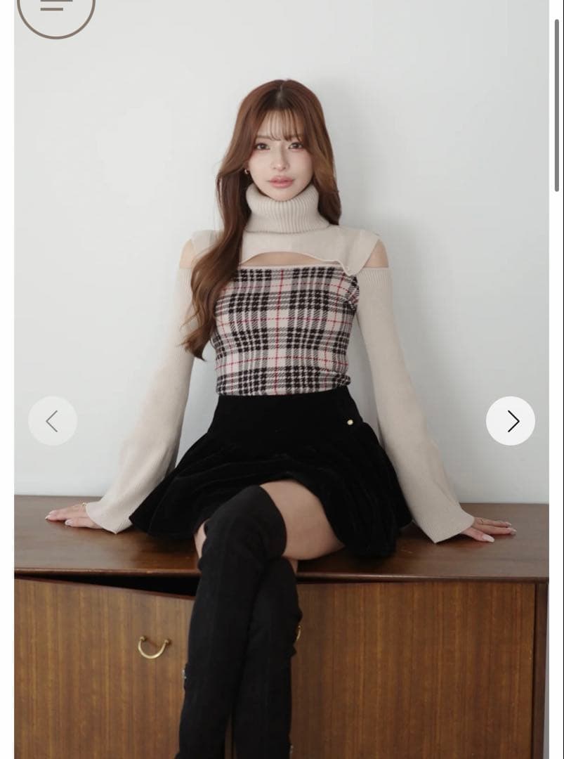 Randy 2way プレイドニットトップス 1_b31fef14-ec5e-4673-b7bc-