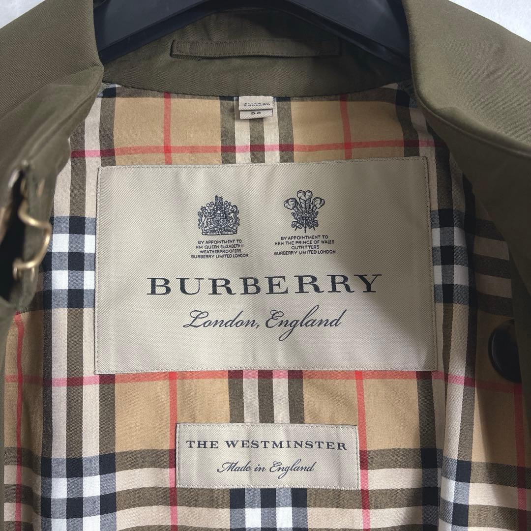 バーバリー ウエストミンスター トレンチコート メンズ カーキオリーブ