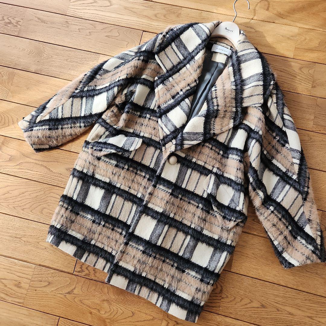 BOB テーラード シングル ウール ブラウン系 チェック ラペルピン 50