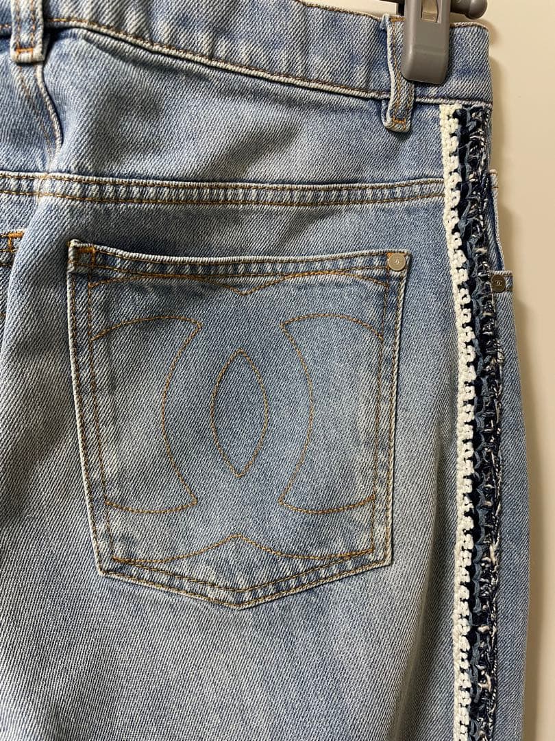 CHANEL シャネル ココステッチ ツイードラインデニムパンツ CHANEL（シャネル） ココステッチ ツイードラインデニムパンツ