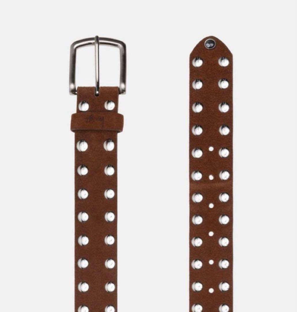 stussy 8 BALL STUDDED.BELT 茶リベットベルト s/m 8 Ball Studded Belt – Brown Textured Leather | Accessories