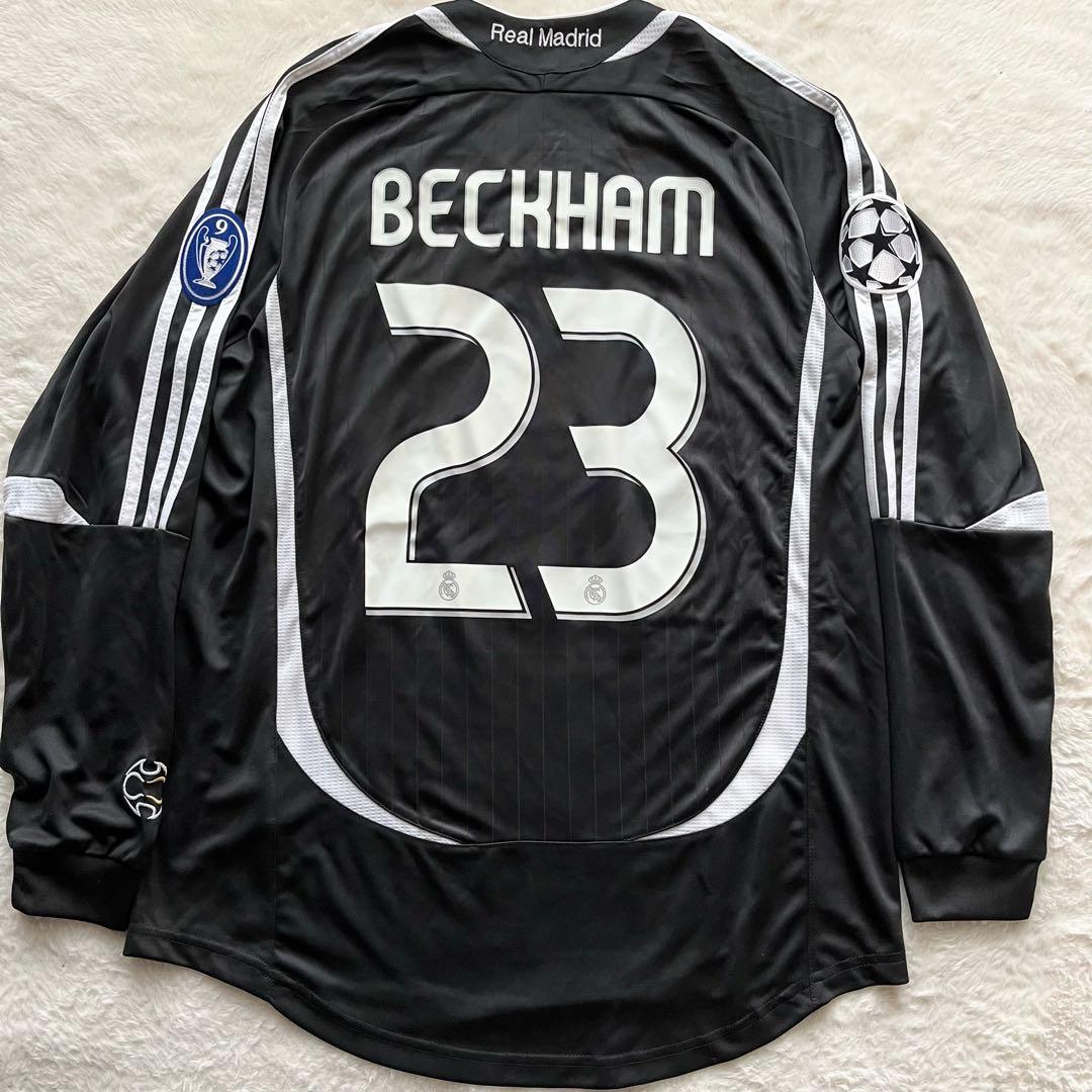 美品】06/07 レアルマドリード ベッカム CL 黒 アウェイ ユニフォーム