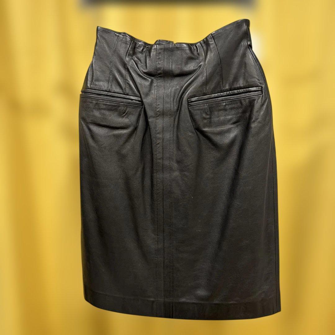 Christian Dior ブラックレザータイトスカート - メルカリ