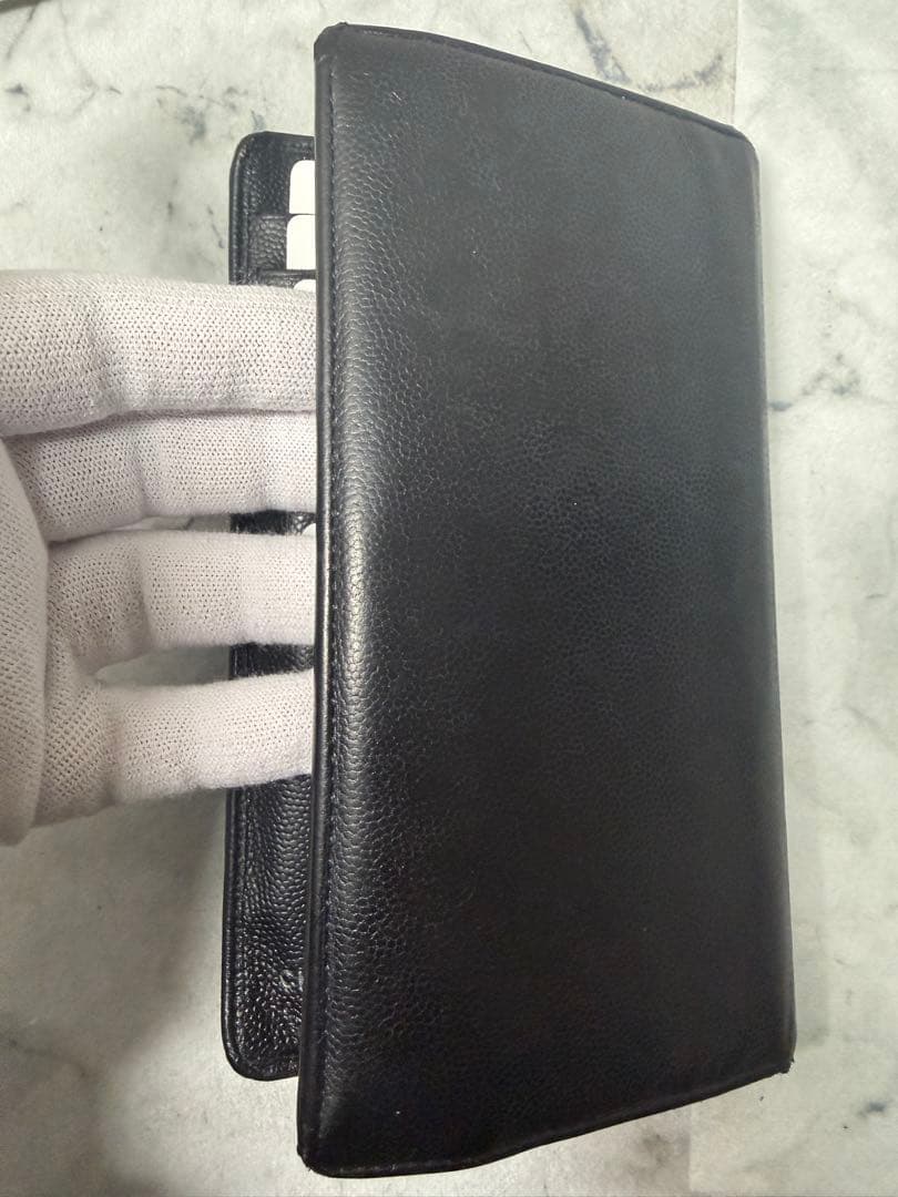 CHANEL ブラック キャビアスキン 長財布 シリアル18番台 一致 Gカード