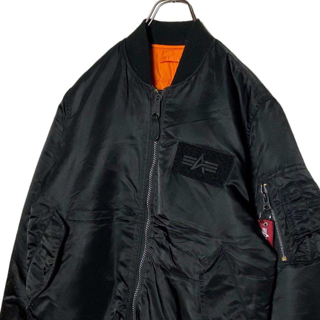 ALPHAアルファ フライトジャケット ma1 黒 M バックプリント 美品