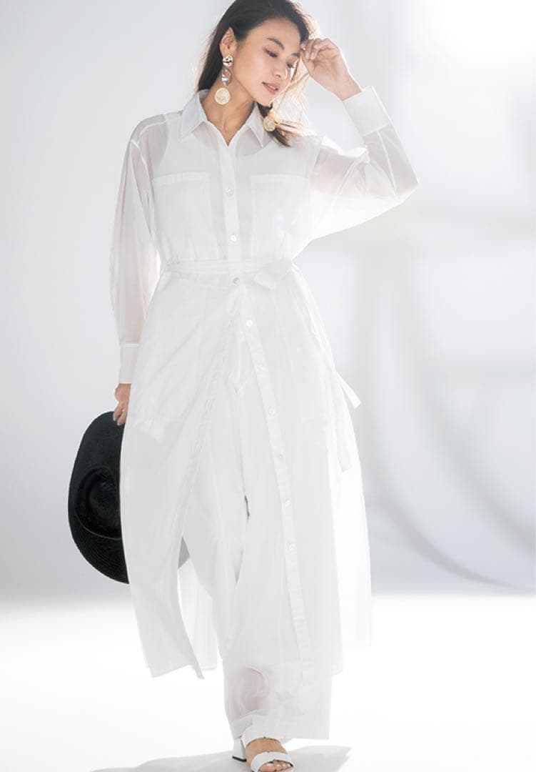 やや訳あり ADOREアドーア ハイツイストオーガンシャツワンピース