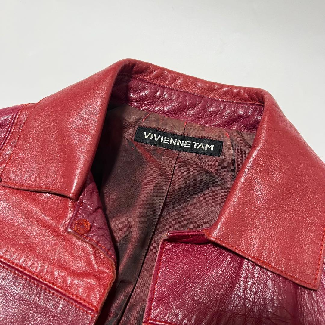 VIVIANTAM ビビアンタム 羊革 パッチワークレザージャケット 赤サイズ0
