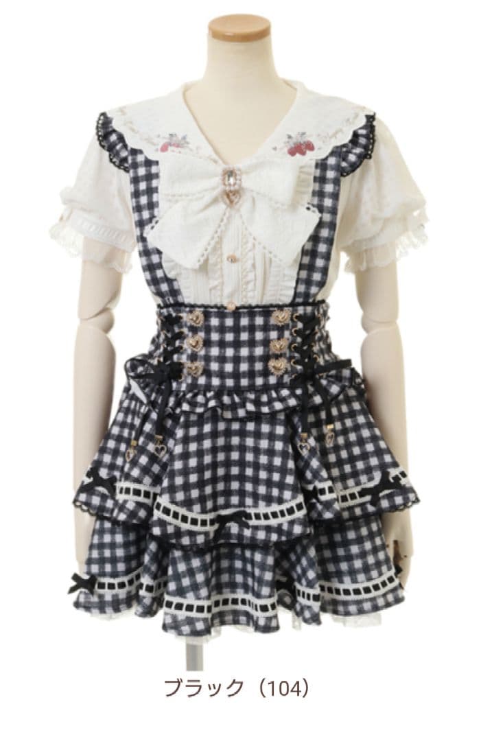 即完売 LIZLISA はしごリボンギンガムティアードスカパン ブラック