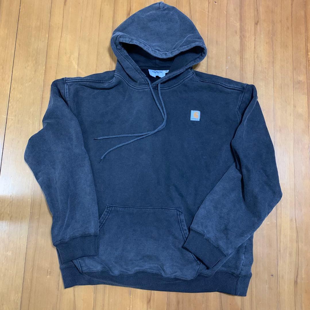 carhartt WIP カーハート パーカー　L ブラック　フェード セール】carhartt(カーハート) Hooded Sweatshirt オーバーサイズ プル