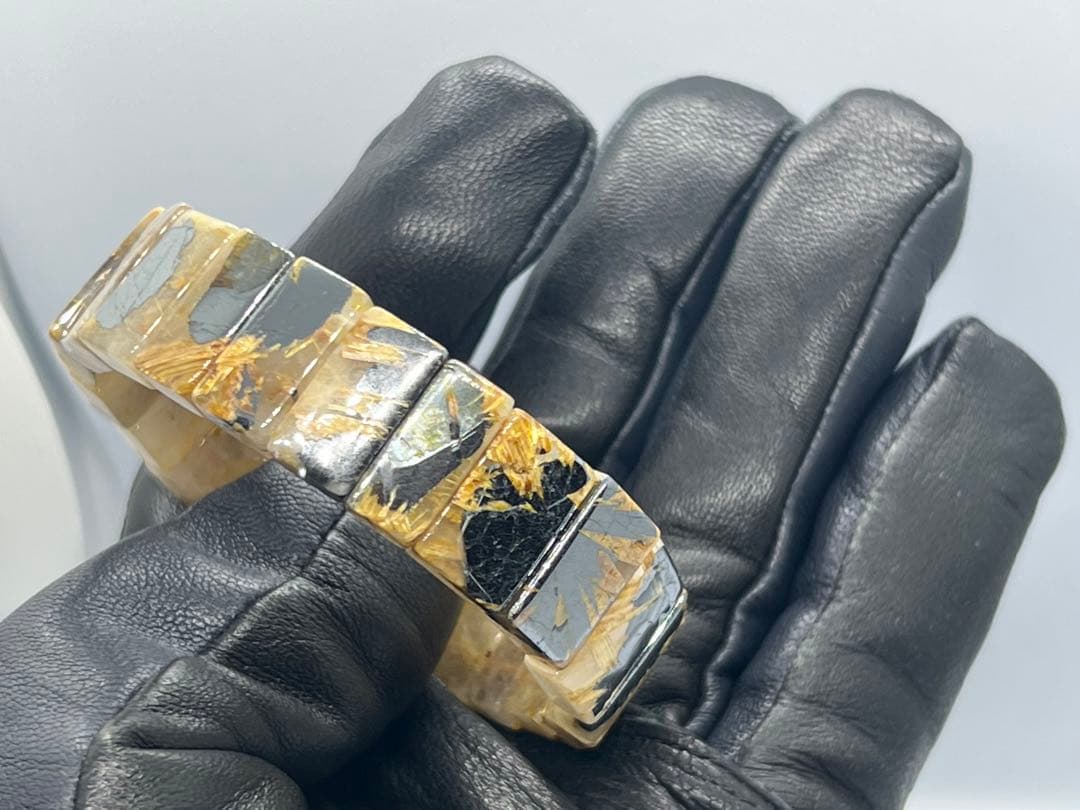 ひ*よ様 ①ゴールドルチルクォーツ太陽放射ルチルバングルブレスレット