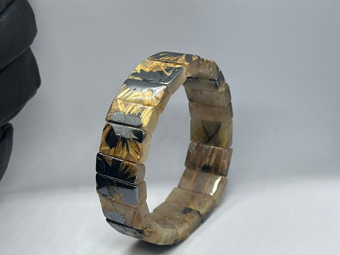 ひ*よ様 ①ゴールドルチルクォーツ太陽放射ルチルバングルブレスレット