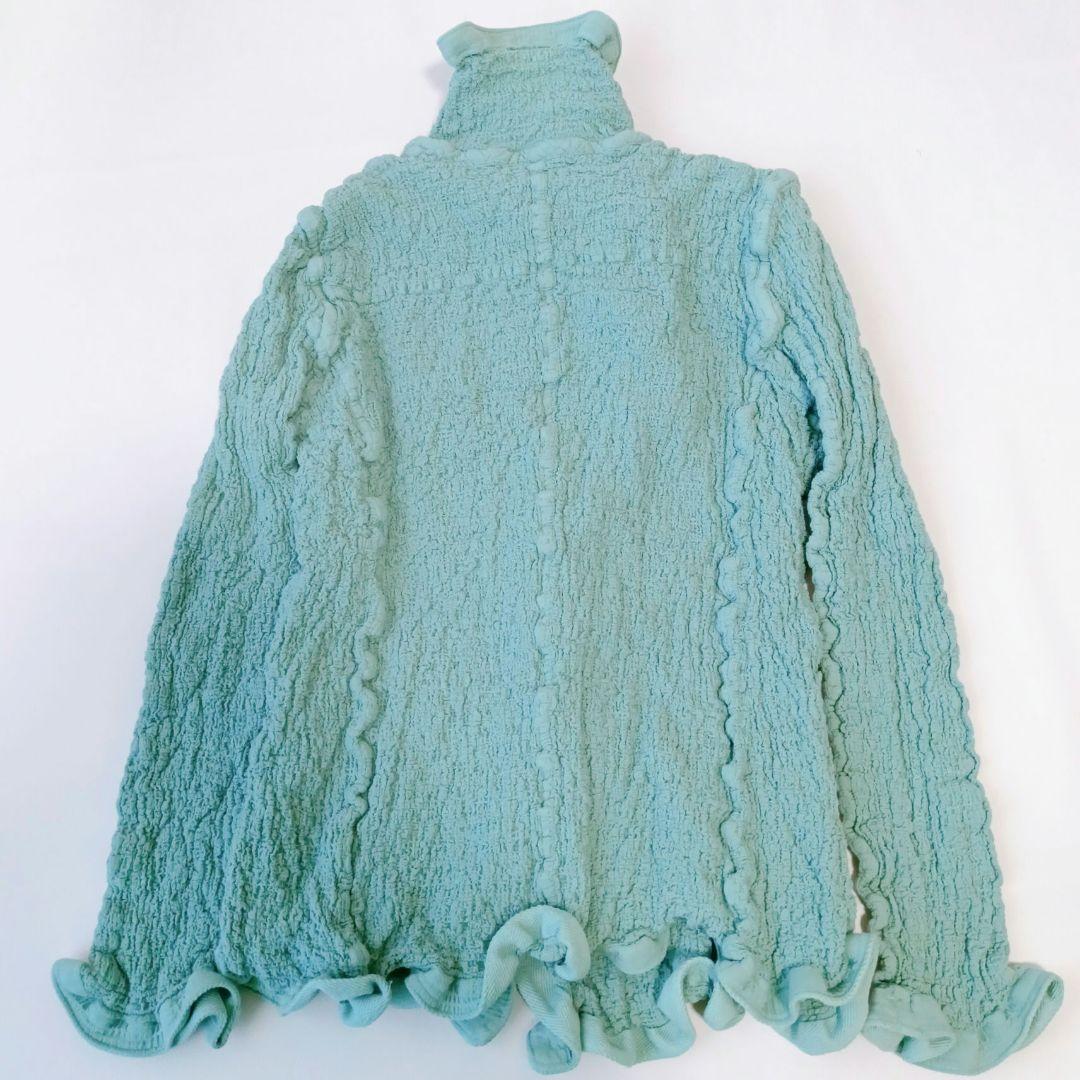 ミー イッセイミヤケ】プリーツ カーディガン フリル シワ加工 ロゴ 羽織り