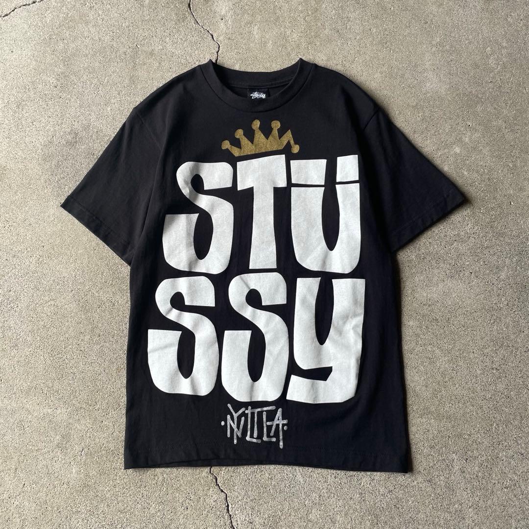 00s old stussy NY LT LA 折れクラウン tシャツ ブラック - メルカリ