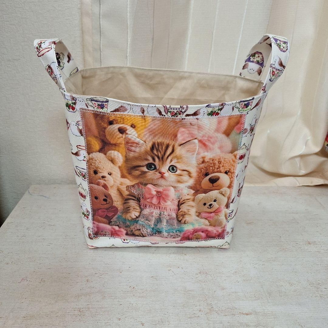 激レアパネル生地 ハンドメイド 布バスケット