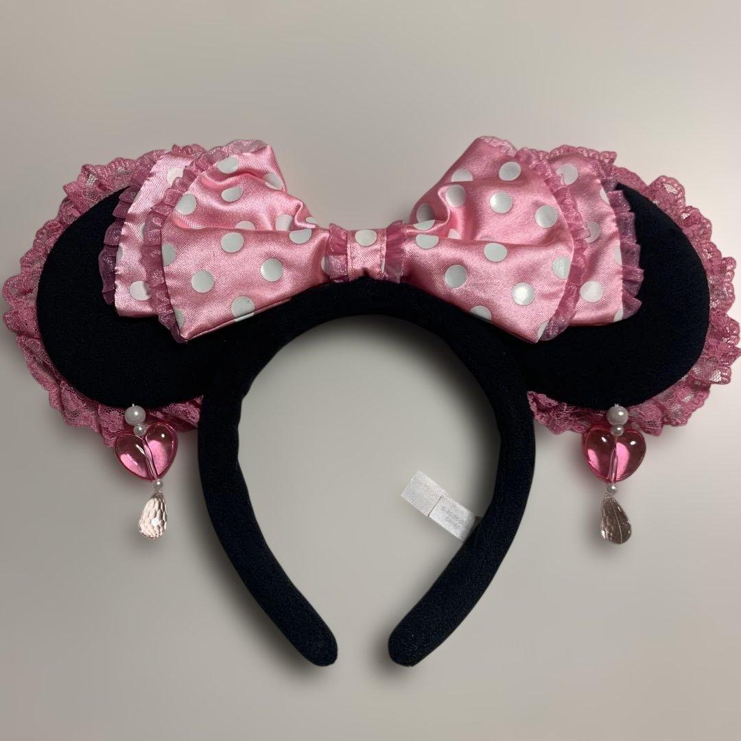 ミニー耳カチューシャ ピンク・黒 ディズニー JK レア♡ - メルカリ