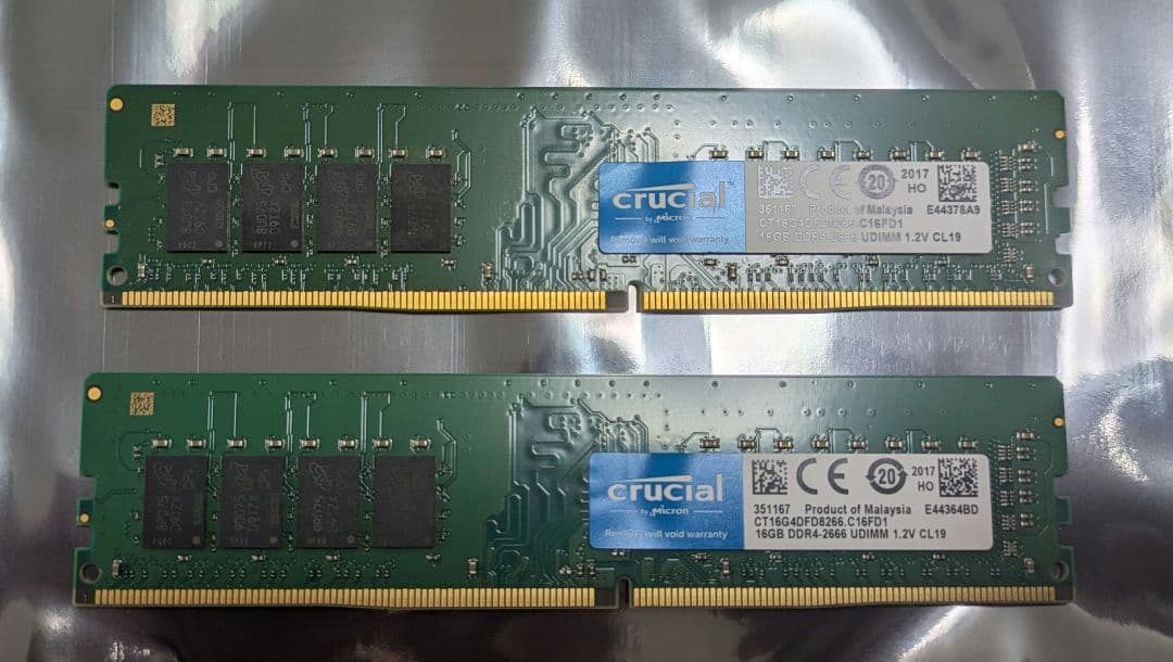 Crucial DDR4 32GB(16GB×2枚)　メモリ Crucial 32GB Kit (16GB x 2) DDR4 2666 MT/s (PC4-21300) UDIMM 288