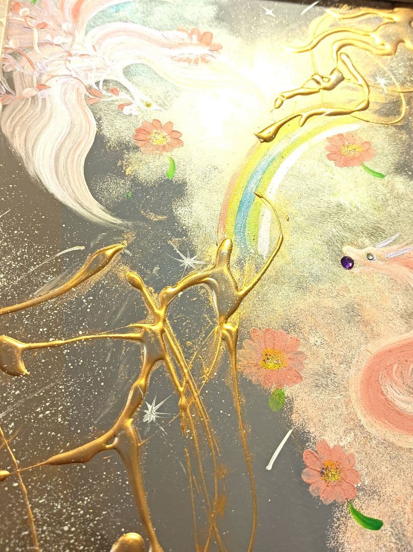 開運絵画 ❀アクリルA4size額付き絵画❀華