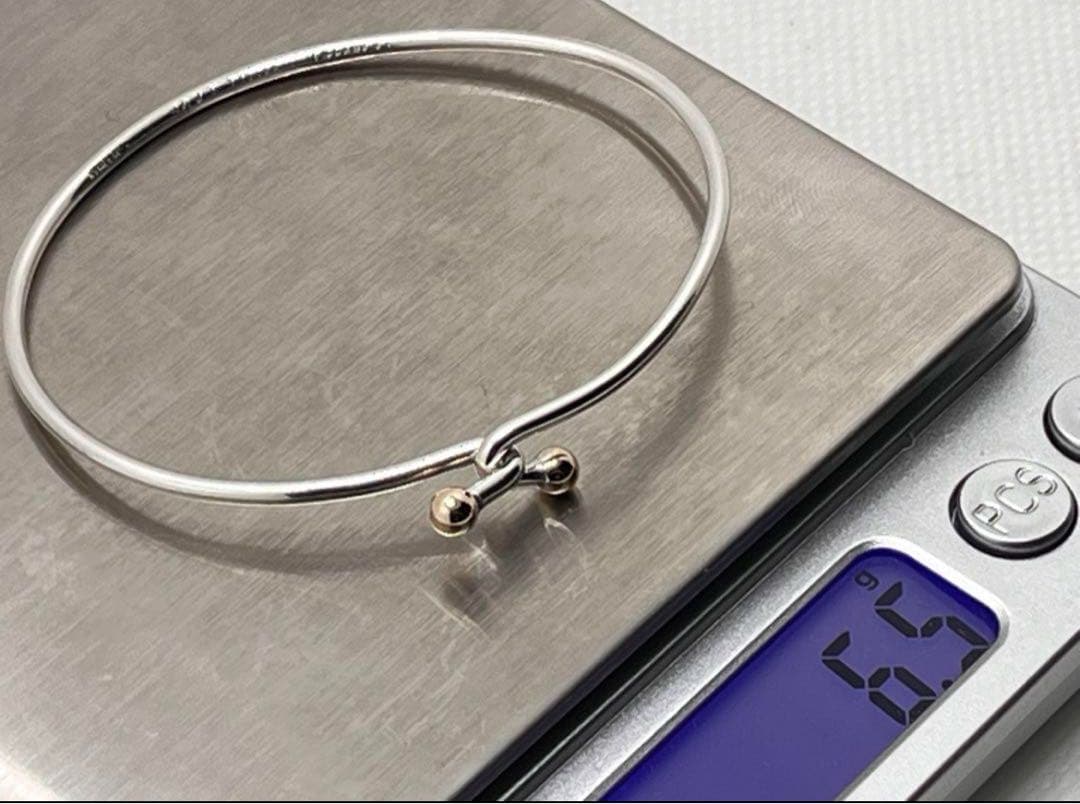 c225 オールドティファニー ダブルフック バングル k14 シルバー 925