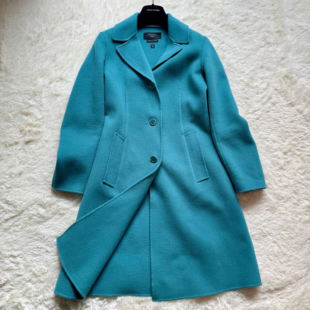 美品 Max Mara クチートアマーノ ダブルフェイス ターコイズブルー XL Max Mara - 極美品 マックスマーラ S'MaxMara cucito a mano クチート