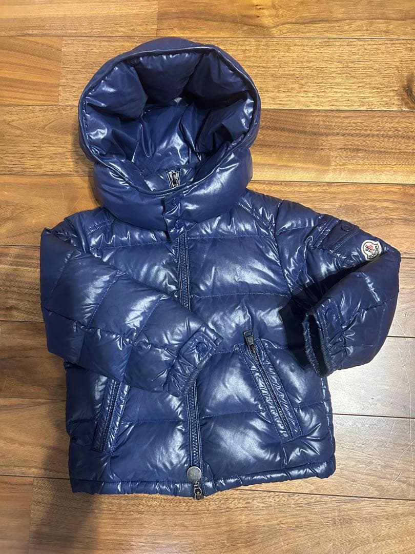MONCLER ネイビー ダウンジャケット Navy Blue Montgenevre Hooded Wool Flannel Short Down Jacket