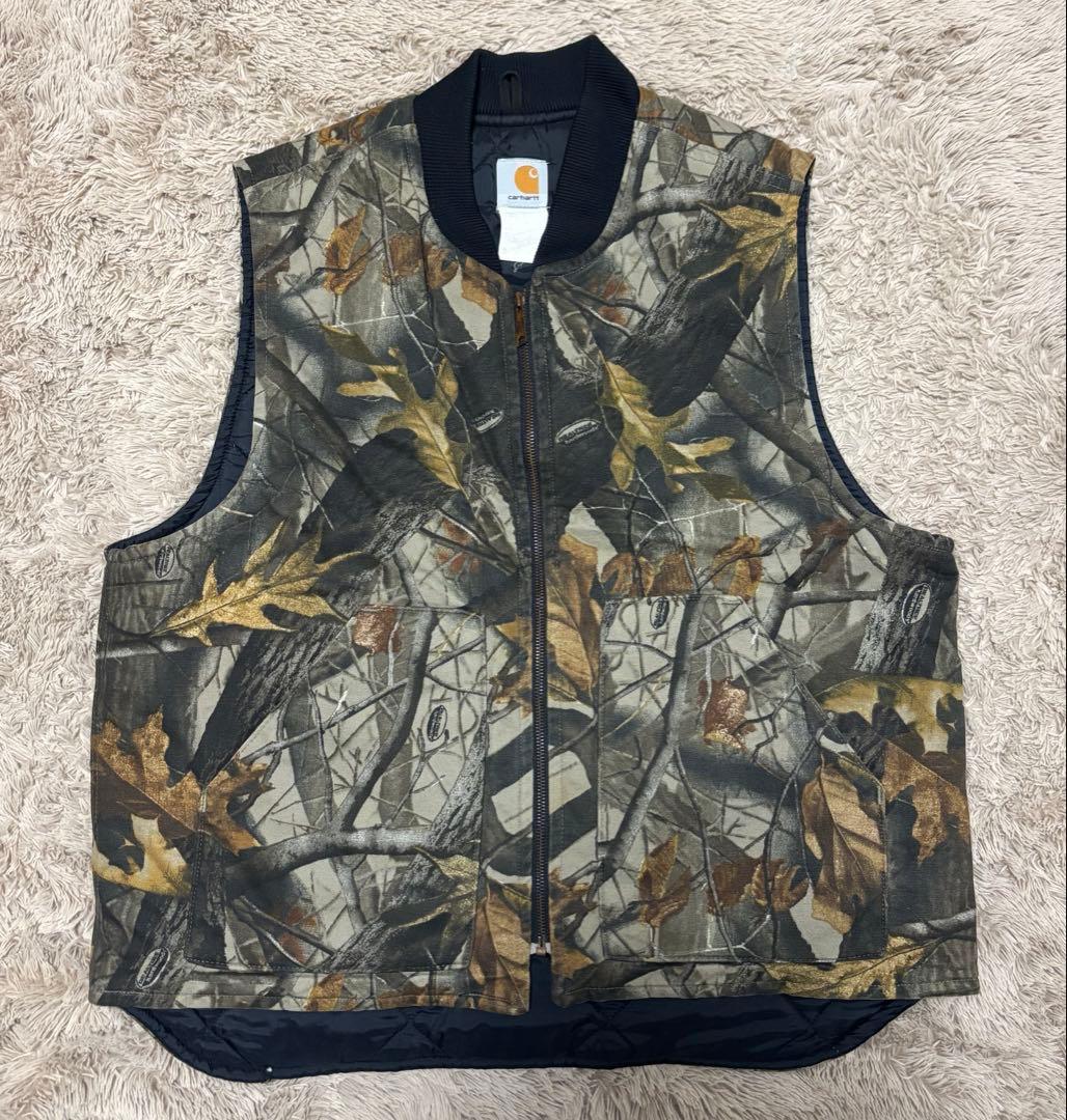 カーハート　ダックベスト　リアルツリー　ブラウン　XLサイズ carhartt - 90s Carhartt カーハート ダックベスト リアルツリー柄