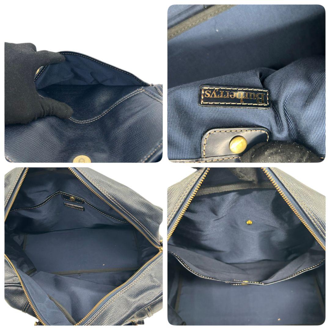 バーバリー バーバリー ボストンバッグ x キャンバス ネイビー BURBERRY