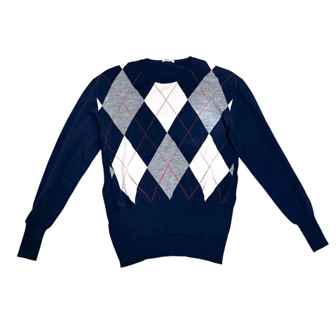 美品　セリーヌ　ニット　フィービー期　アーガイル柄　CELINE　ネイビー 美品 セリーヌ ニット フィービー期 アーガイル柄 CELINE ネイビー