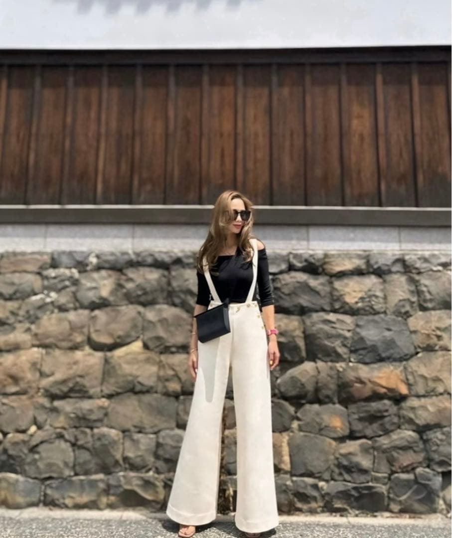 ESMOK】suspender elegant pants パンツ ホワイト ESMOK suspender