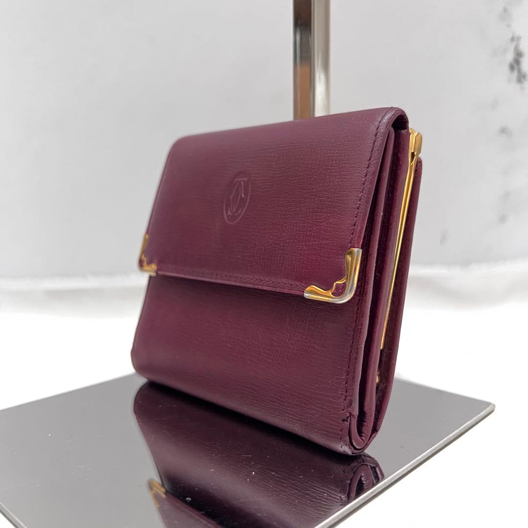 ◇極美品◇カルティエ マストライン がま口 コンパクト財布 グレイン