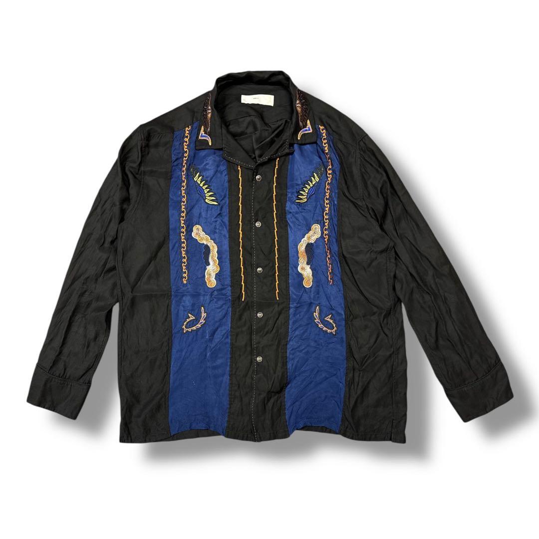 刺繍デザインのレーヨンシャツ 46 Sarry Cat刺繍レーヨンシャツ