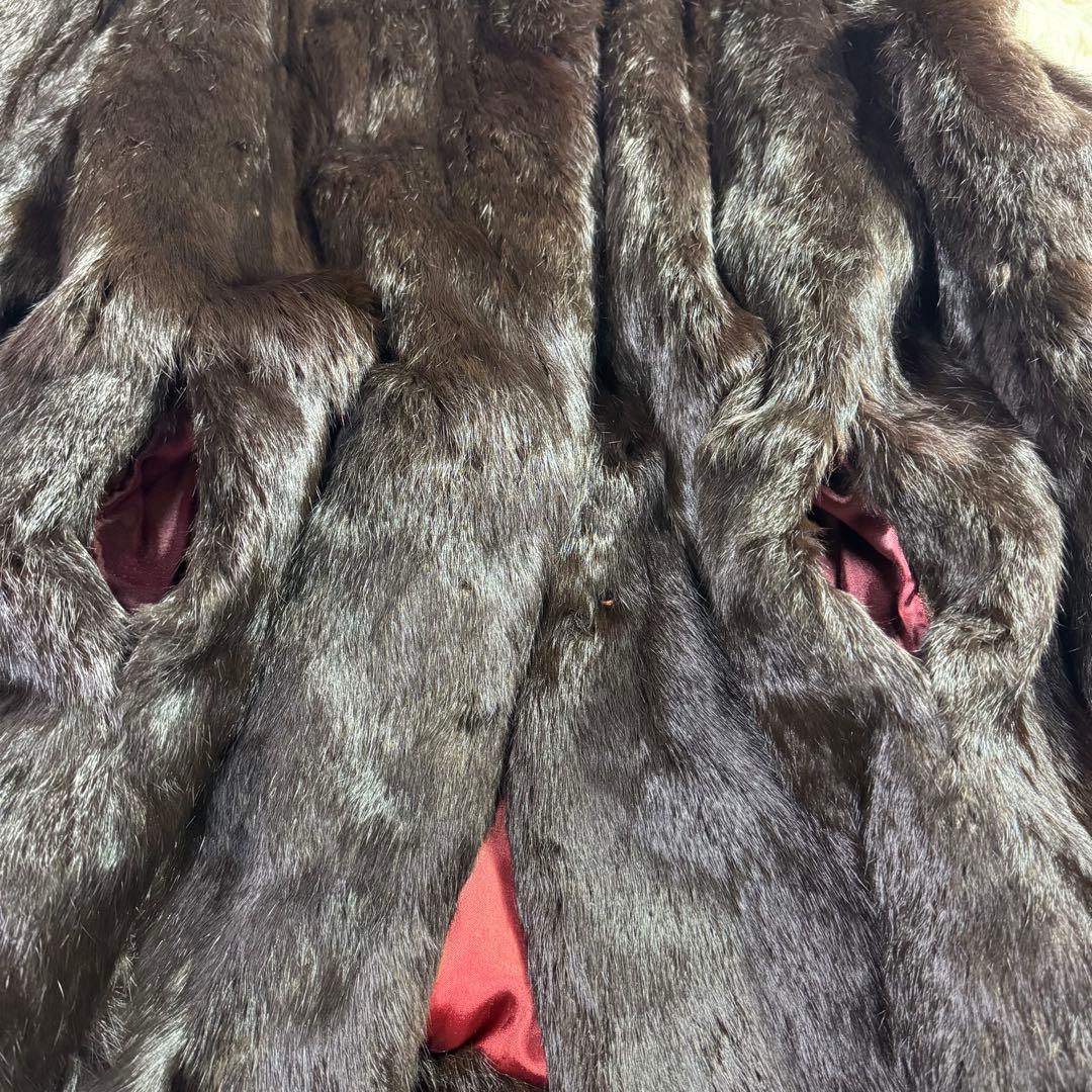 ミンク リアルファーコート ダークブラウン 大きいサイズ 艶 光沢 毛皮