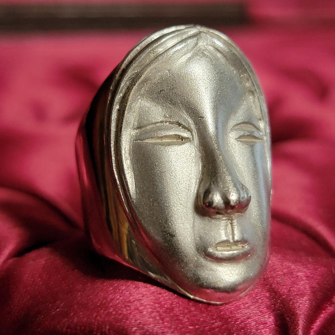 ビンテージ アーティスティックなフェイスモチーフのシルバーリング 約12号 mv-ozr-009_1.jpg