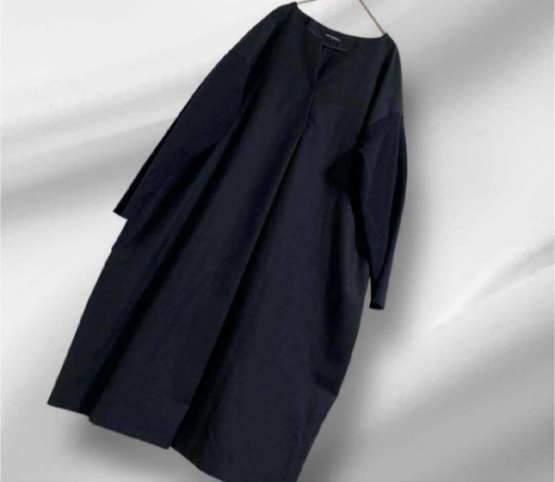 大きいサイズ！23区/袖リブ切り替え/ウールワンピース/44/近年