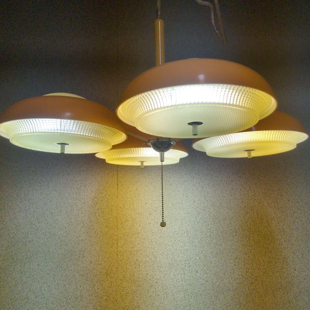 ナショナル 松下電工 4連シャンデリア 蛍光灯 ペンダントライト 昭和