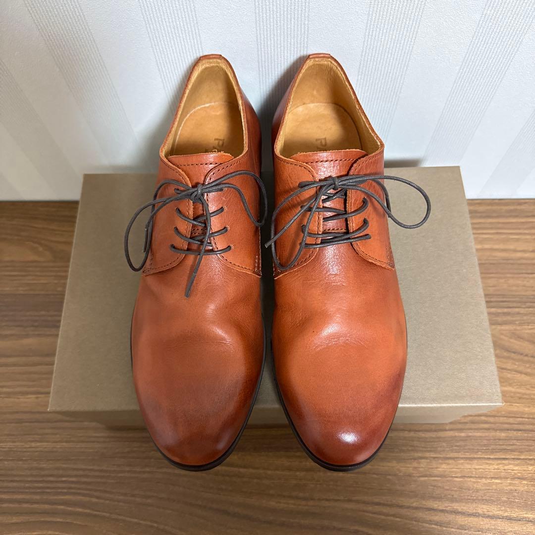 【新品未使用】パドローネ　ダービープレーントゥシューズ　キャメル PADRONE（パドローネ） ダービープレーントゥシューズ DERBY PLAIN TOE