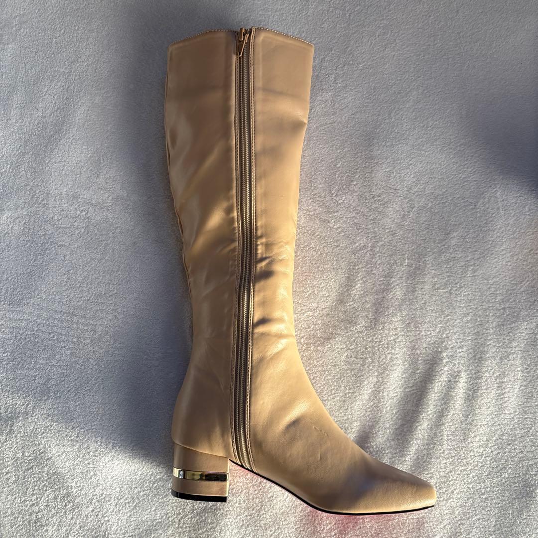 ミシェルマカロン 美脚ロングブーツ ベージュ Mサイズ 23.5~24cm www