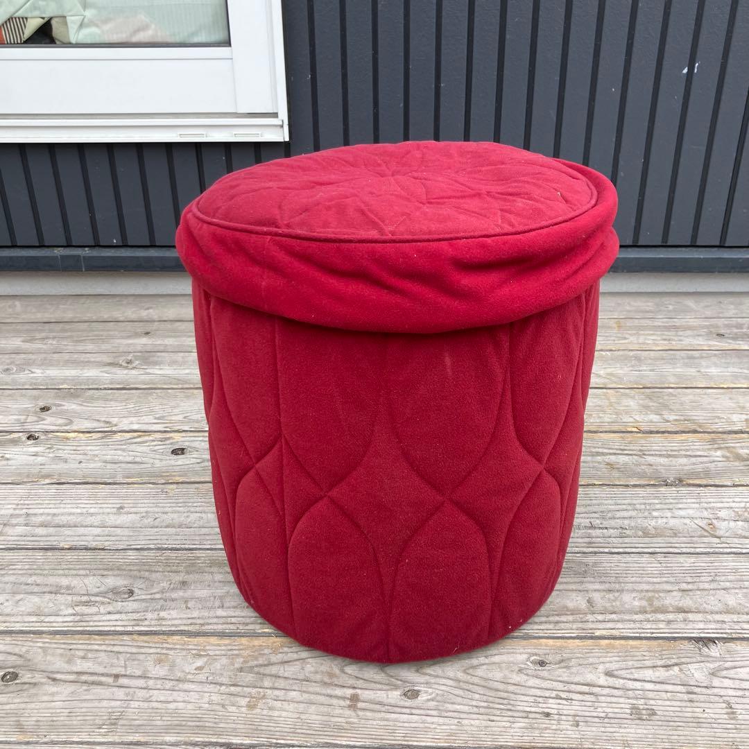 昭和レトロ 丸型 ドレッサースツール 円筒型スツール キルティングイス