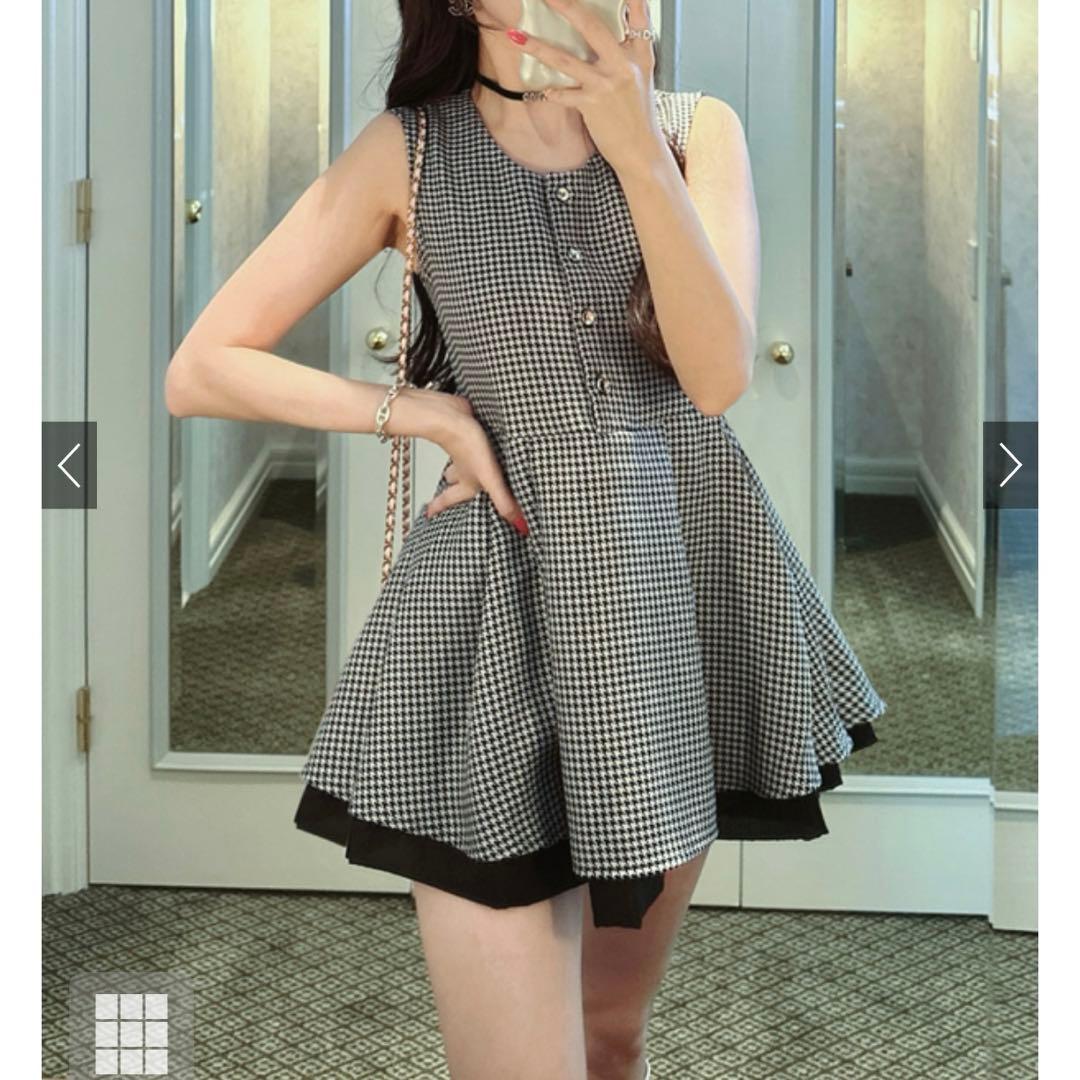 千鳥柄配色ペプラムトップス[ta159] - メルカリ