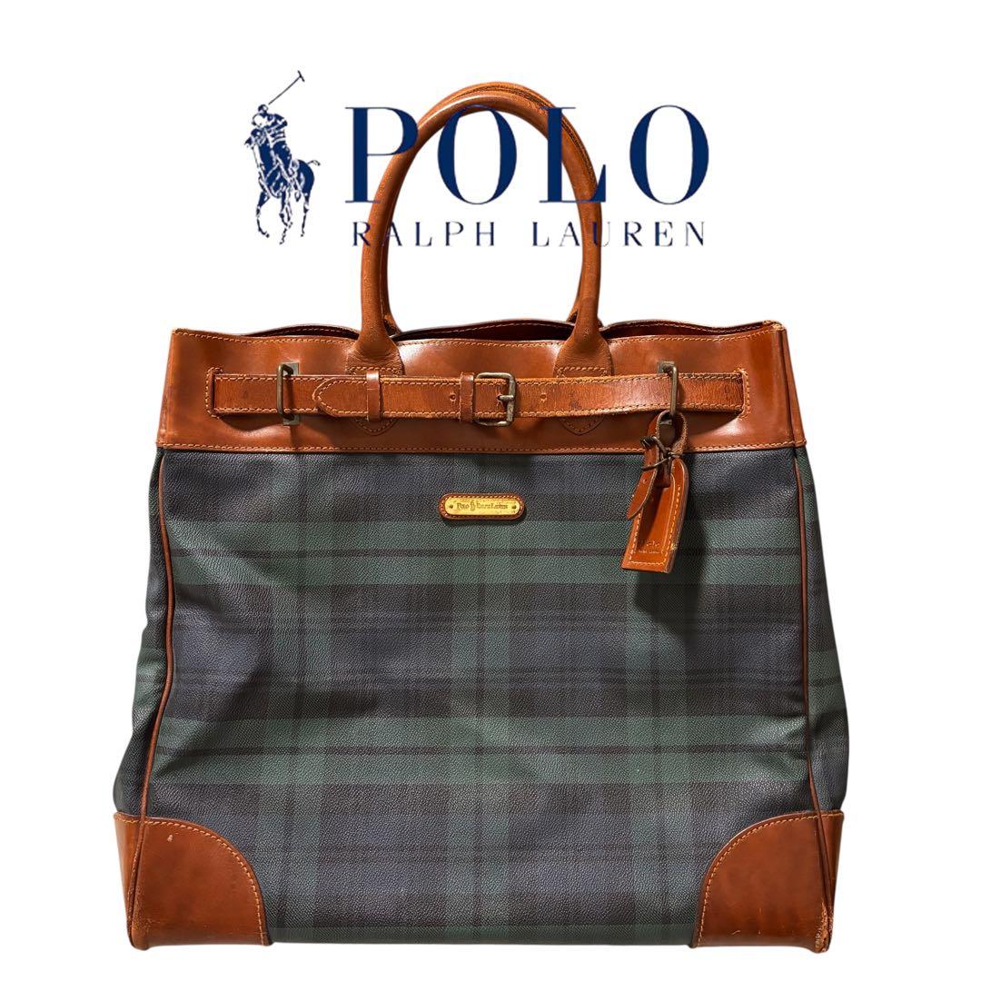 Polo Ralph Lauren チェック柄ボストンバッグ 大容量 - メルカリ