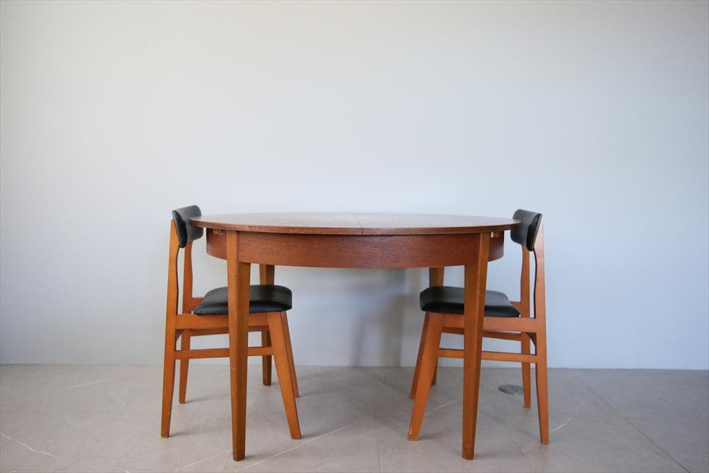 英国アンティーク伸張式ラウンドダイニングテーブル/エクステンション