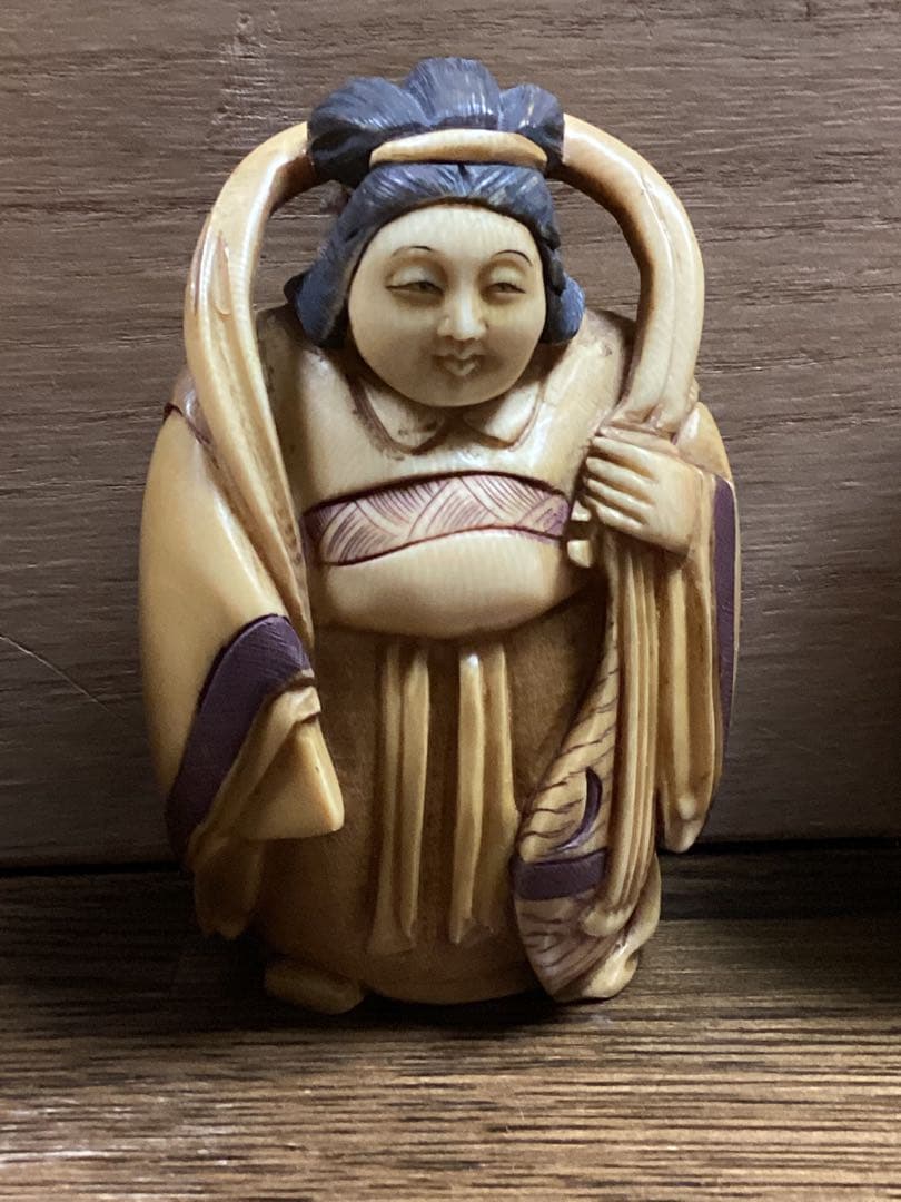 極上和彫刻 弁財天 布袋 毘沙門天白材彫刻三体 古美術品 コレクション