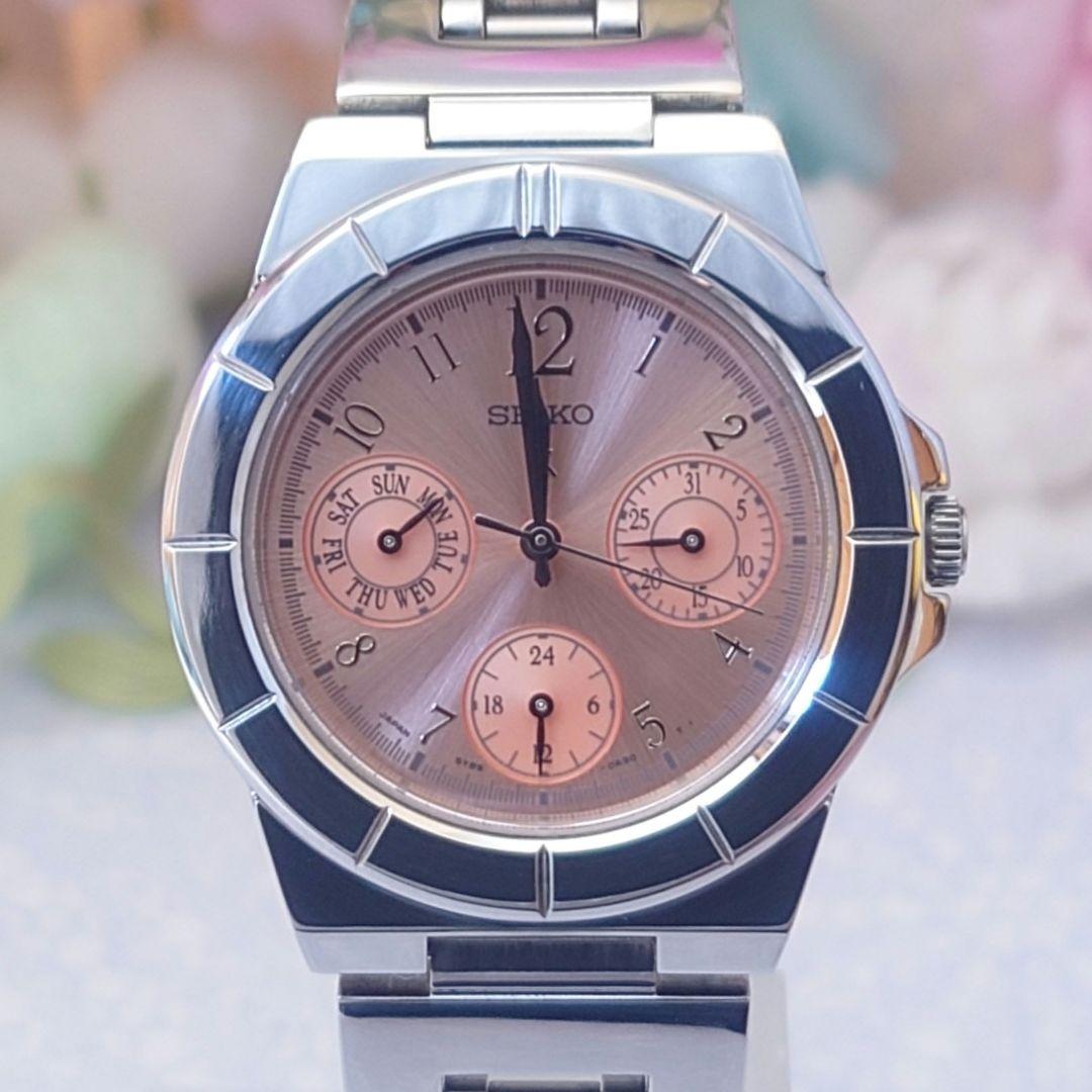 値下げ中❗️セイコーLUKIAレディース腕時計SEIKOルキア5Y89ピンク