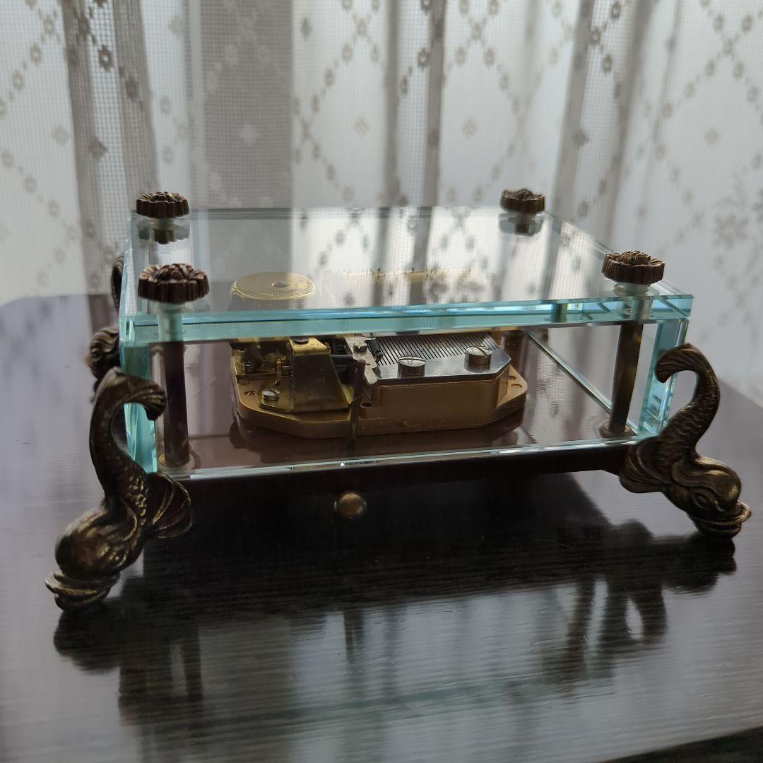 リュージュオルゴール 36弁 クリスタルガラスボックス ドルフィン