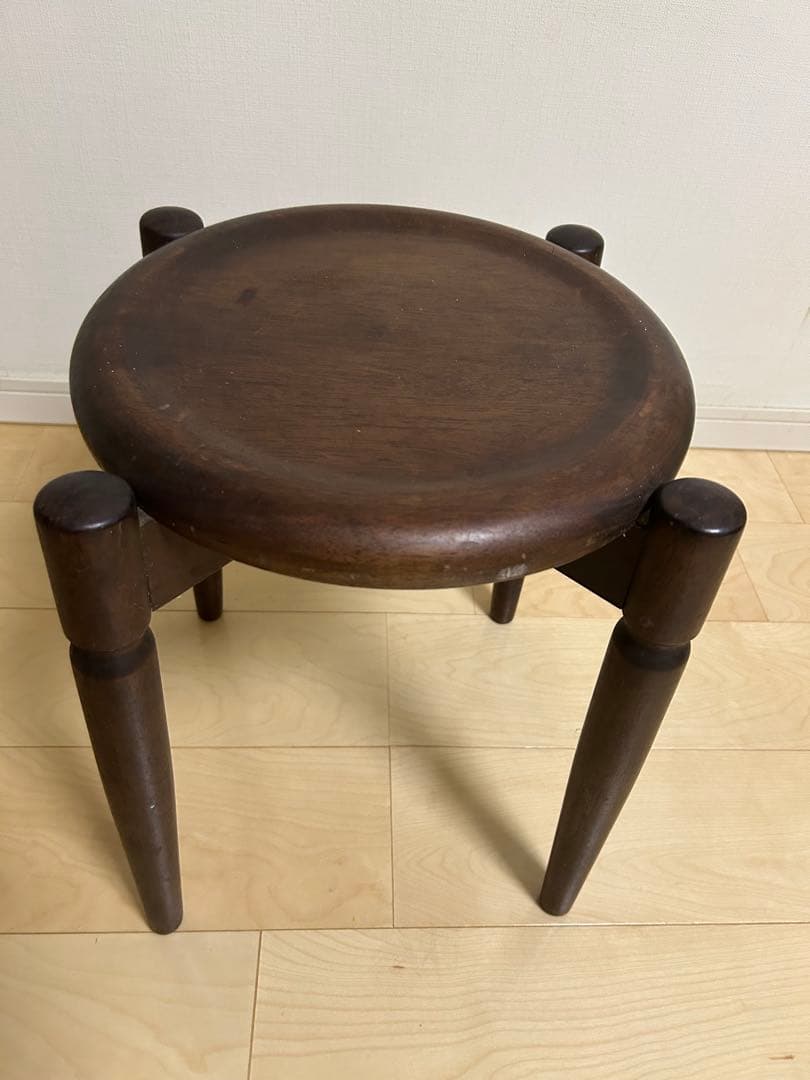 高級民芸家具 旭川遊木民 国産ニレ材使用 スタッキング スツール2脚 北欧風