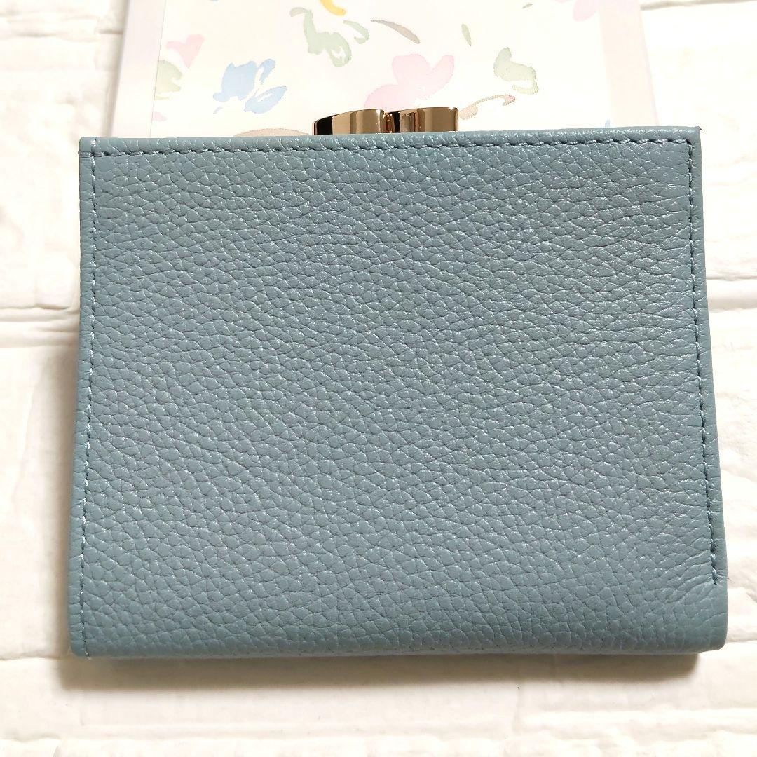 皇居 財布 二つ折り財布 がま口財布 本革 水色 - メルカリ