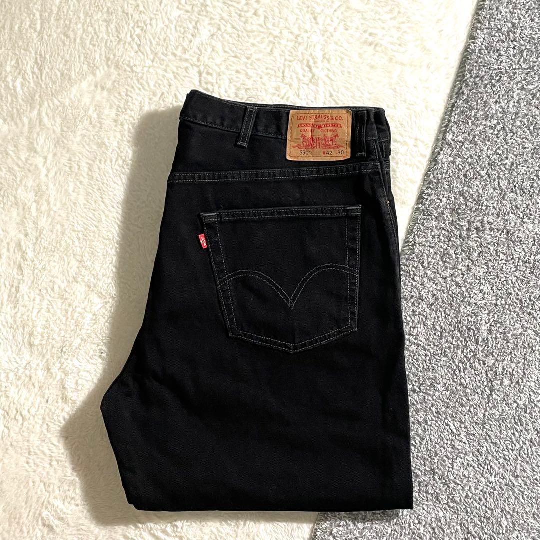 リーバイス550 カナダ製 ブラックデニム バギー W42L30 テーパード